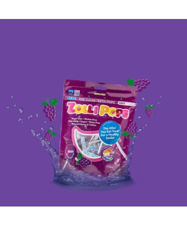 Zollipops Grape Clean Teeth Pops - 15 Count (3.1 oz) | Sugar-Free & Cavities Fighting Candy - Buy Online on GoSupps.com