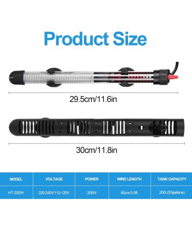 RuikDly 200W Adjustable Aquarium Heater - Waterproof Thermostat for 30-200L Fish Tanks Suction Cup Design International Shipping - Buy Online on GoSupps.com