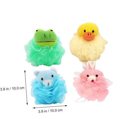 Beavorty 4Pcs Animal Shaped Bath Flower Shower Sponge Loofah - Cute Scrub Balls for Kids & Adults - Soft Bath Pouf Scrubber for Gentle Cleansing - Buy Online on GoSupps.com