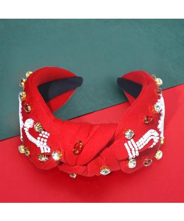 Bottone Knot Wide Brim Christmas Headband/Green Color Beads Embellished Yoga Sports Christmas Headband for Woman - Buy Online on GoSupps.com