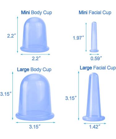 Cupping Therapy Set - 7Pcs Silicone Anti Cellulite Massage Cups for Face and Body - Blue - Buy Online on GoSupps.com