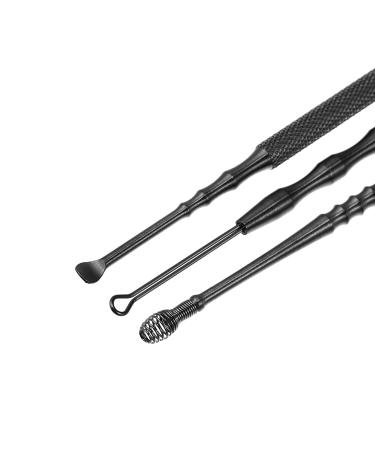 VOCOSTE 6Pcs Stainless Steel Ear Cleansing Tool Set with Storage Case - Anti-slip Design, Ear Care Kit for Gentle Cleaning - Black - Buy Online on GoSupps.com