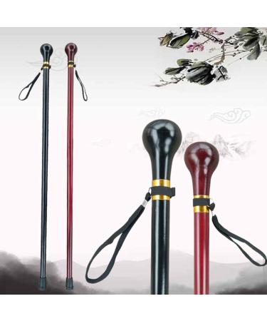 Solid Wooden Cane Wooden Round Head Cane Elderly Walking Stick Walker Crutches (A) Safehappy - Buy Online on GoSupps.com