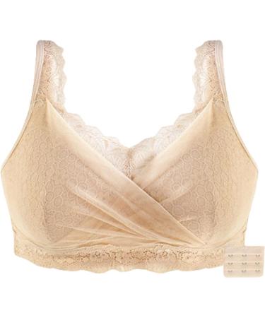 Ghakke mastectomy BH for women sexy pointed mesh bralette with full cover and bags for inserts sleep underwear after operations (color: beige size: c_42/95)