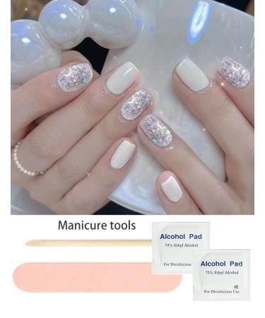 TrueShei Nail Foils | 20PC White Glitter Self-Adhesive Gel Nail Stickers | UV Gel Film & Gellack Wraps for Stunning Nails - Buy Online on GoSupps.com