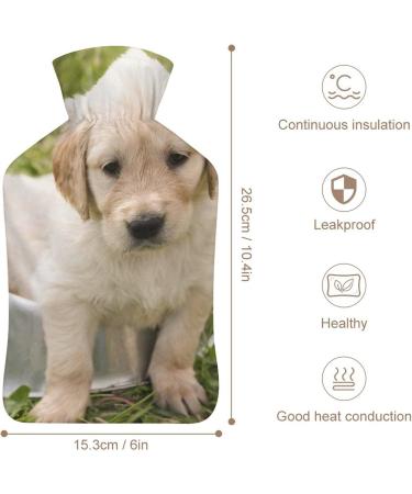 Golden Retriever Hot Water Bottle | Plush Bed Cover Hand Warmer for Adults & Kids - 26.5x15.3cm - Buy Online on GoSupps.com