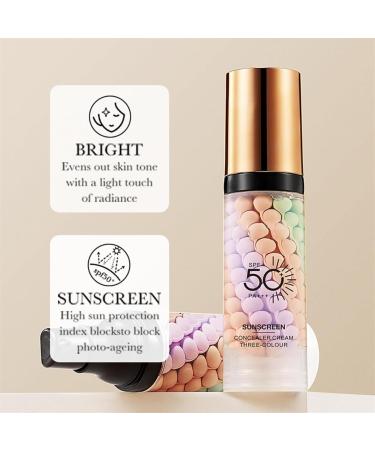 zzqclp Tricolor Concealer Cream SPF 50+ Sunscreen Isolation Cream Invisible Pores Color Corrector Long-lasting Matte Waterproof Concealer - Buy Online on GoSupps.com