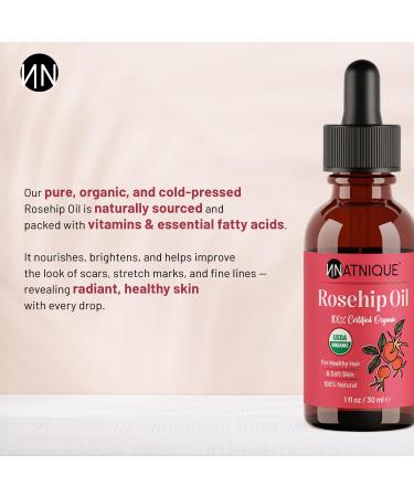 Natnique Organic Rosehip Seed Oil 1 oz USDA Certified Cold-Pressed Moisturizer for Face Skin & Hair Natural Hydrating Serum for Wrinkles & Fine Lines Ideal for Gua Sha Massage & Radiant Glow - Buy Online on GoSupps.com