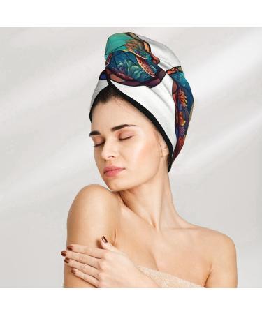 Hair Towel Wrap | Quick-Dry Towel Turban for Effortless Hair Drying (Sea Turtle in Coral) - International Shipping Available - Buy Online on GoSupps.com