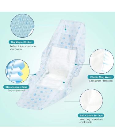 24 Pack S Disposable Dog Diapers for Male Dogs - Fits Waist 30-48cm | Small White - Premium Absorbent & Leakproof - Buy Online on GoSupps.com