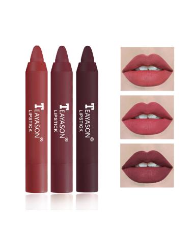 XINGXYUEL 3PCS Nude Lipstick Set Matte Lip Stick Waterproof Long Lasting Lipstick Non-Stick Cup Velvet Lip Gloss Lip Stain Professional Lip Makeup Matte Lipstick Set D Set-D