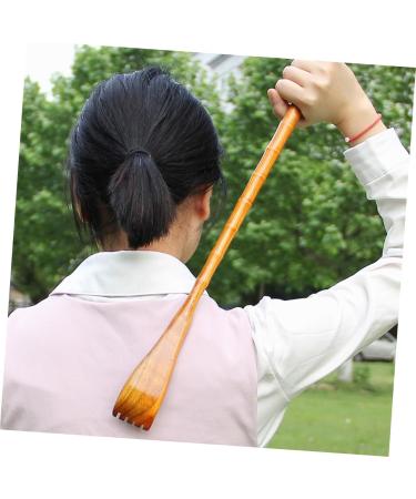 Fomiyes Wooden Back Massage Device & Shoe Helper - Portable Bamboo Back Scratcher 48x3.8cm Khaki - Buy Online on GoSupps.com