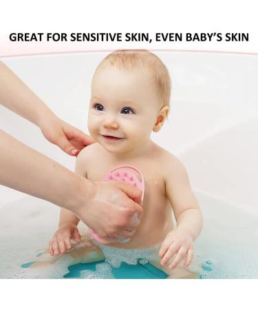 Benifile Exfoliating Silicone Body Scrubber Set | 2 Pack Soft Sud Scrub Loofah for Sensitive Skin | Lathers Well | Pink & Black - Buy Online on GoSupps.com