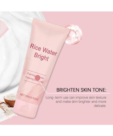 Rice Water Bright Facial Cleansing Foam Korean Face Cleanser Face Cleansing Foam Rice Water Moisturizing Foaming Cleansing and Brightening Korean Skin Care (1) - Buy Online on GoSupps.com