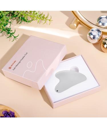 Dr. Pure Jade Stone Gua Sha Massage Tool - Stainless Steel Facial Tool for Face and Body Massage - Anti-Wrinkle Skin Care Set - Silver Guasha - Buy Online on GoSupps.com
