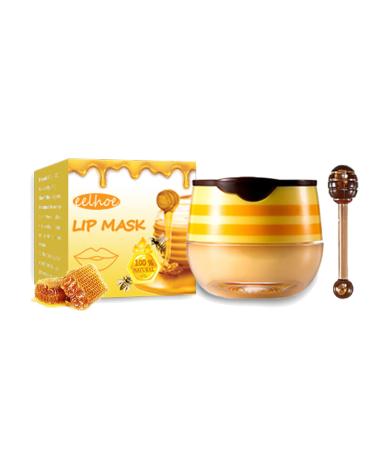 Lip Sleeping Mask Exfoliating Lip Scrub Honey Lip Balm Moisturizing Lip Sleep Mask Exfoliator Lip Care Treatment for Lips Repairing & Remove Dead Skin Lip Lines (Honey)