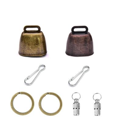 Yitaocity 2Pack Retro Brass Bell Dog Cat Collar Bell Pet Bells Cow Horse Sheep Grazing Copper Bells Cattle Farm Animal Loud Bronze Bell Pet Anti-Theft Bell with Pet Anti- Lost Tags Tubes