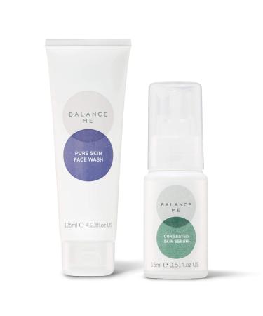 Balance Me Soothe + Clear Duo - Congested Skin Serum & Pure Skin Face Wash - Vegan & Cruelty-Free - For Blemish-Prone Skin