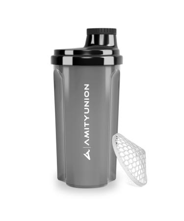 Protein Shaker 700 ml "Heaven" leak -proof BPA freely with a clickable sieve & scale for creamy whakes fitness cups for isolates & sports concentrates egg whites original in black smoke black smoke 700 ml