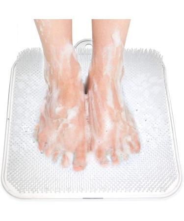 Newthinking Shower Foot Scrubber Cleaner Massager, Exfoliating Feet Massager Spa with Suction Cup Improves Foot Circulation & Reduces Foot Pain (Clear White)