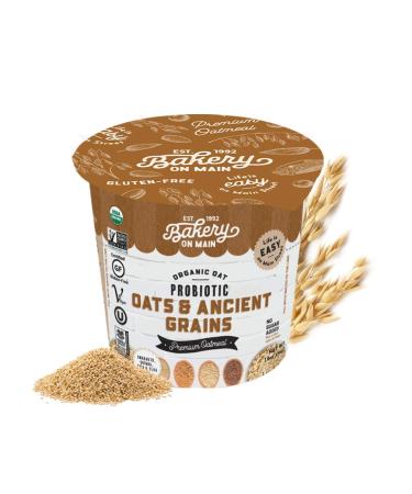 Bakery On Main Organic Gluten-Free Oats & Ancient Grains Probiotic Oatmeal Cup 1.9oz (Pack of 12) - Vegan, Non GMO, Unsweetened, 0g Sugar - Buy Online on GoSupps.com