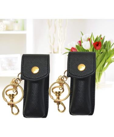HOMSFOU Chapstick Keychain Holder - Lipstick Balm Pouch Bags for Women Girls - 2pcs Black - Buy Online on GoSupps.com