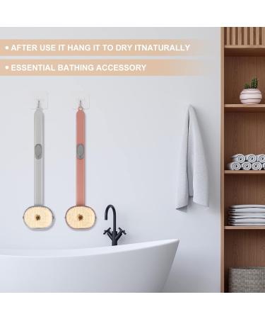 Ainiv 2 Pack Back Scrubber for Shower with Soap Dispenser - Long Handled Exfoliating Body Scrubber - Wet/Dry Brushing - Soft Bristles - Grey & Pink - Buy Online on GoSupps.com