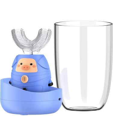 ZZCC Ultrasonic Kids Electric Toothbrush - U Shape design, Whitening, Waterproof, 3 Gear Speed, Ages 3-12 (Blue-Mini Pig) - Buy Online on GoSupps.com