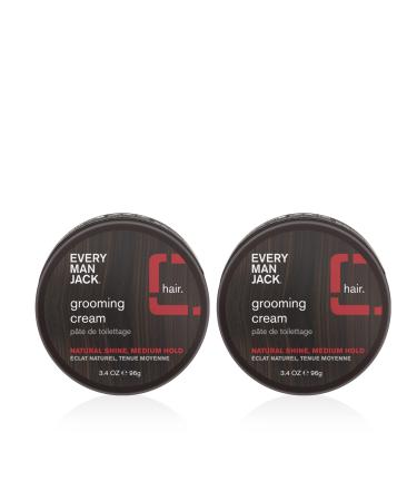 Every Man Jack Hair Styling Grooming Cream | Casual Hold For Most Hair Lengths Naturally Derived Cruelty-Free Mens Styling Cream | 3.4-ounce Twin Pack - 2 tins