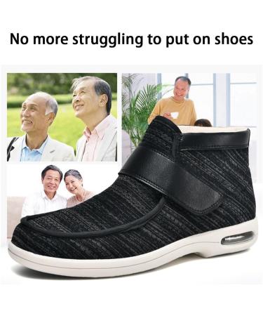 Buy Women s Diabetic High Top Slippers - Adjustable Edema & Arthritis Shoes for Swollen Feet | Orthopedic Therapy Shoes in Black (Size 12 - Buy Online on GoSupps.com
