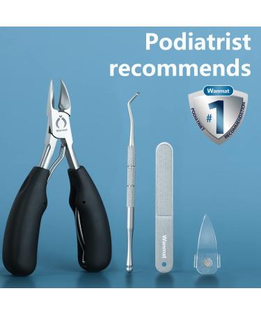 Wanmat 4PCS Toe Nail Clipper Set for Seniors - Professional Podiatrist Toenail Nipper with Surgical Stainless Steel Blades, Soft Grip Handle - Ideal for Ingrown or Thick Toenails - Buy Online on GoSupps.com