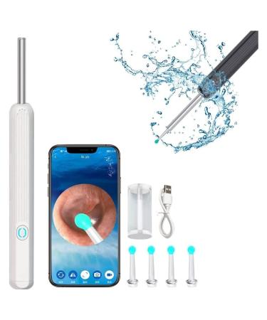 2023 Upgrade Ear Wax Removal Tool Ear Cleaner with Camera Wi-Fi Visible Wax Elimination Spoon USB 1080P HD Load Otoscope Otoscope Endoscope Ear Spoon Earwax Remover (Blcak/White) ( Color : White )