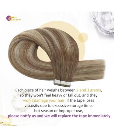 Moresoo Invisible Tape In Extensions - Real Human Hair Light Brown to Mid-Blonde 45 cm 10 Pieces (#8/22) - Premium Adhesive Hair Extensions - Buy Online on GoSupps.com