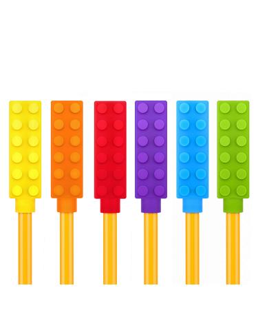 Chewelry Chewable Pencil Toppers (6-Pack) - Chewy Pencil Toppers for Kids - Sensory Pencil Chew Topper Helps Girls & Boys with Sensory Needs by Solace