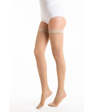 Relaxsan Basic 870 Thigh Support Stockings for Women - 18-22 mmHg Compression in Skin Color 4/XL with Silicone Band - International Shipping - Buy Online on GoSupps.com