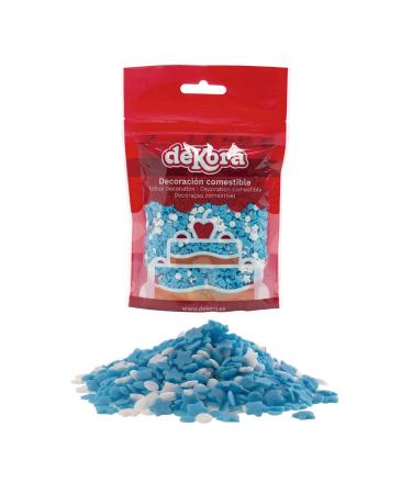 Buy Dekora Confetti Strussel Tortendeko - Edible Blue & White Sugar Decor for Cakes Cupcakes & Desserts - 100g of Stars & Circles - International Shipping Available - Buy Online on GoSupps.com