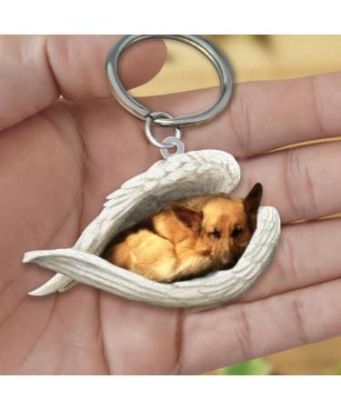 Sleeping Dog Angel Car Pendant - Cute Dog Lover Hanging Ornament for Moms | German Shepherd Rear View Mirror Accessories - Buy Online on GoSupps.com