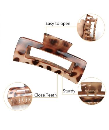 Kavya 4-Piece Large Non-Slip Hair Clips for Women | Angular Leopard Pattern Plastic Clips for Thick Long Hair | Multi-Colored Hair Accessories - Buy Online on GoSupps.com
