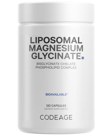 Codeage Liposomal Magnesium Glycinate Supplement - Magnesium Bisglycinate Pills - BioPerine Black Pepper - Liposomal Delivery - Non-GMO Gluten-Free Mineral - 120 Capsules