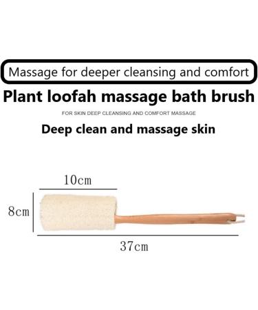 Eastor Natural Luffa Loofa Bath Brush with Wooden Handle - 34 cm Back Scrubber for Men & Women | Body Shower Sponge - Buy Online on GoSupps.com