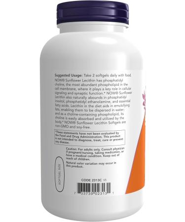 Sunflower Lecithin 1200 mg Soy-Free Non-GMO - 200 Softgels - Buy Online on GoSupps.com