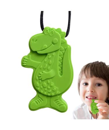 Tough Silicone Dinosaur Necklace for Kids - Chewing & Fidget Toy - Portable Sensory Bite Chain - Zonewd Green - Buy Online on GoSupps.com