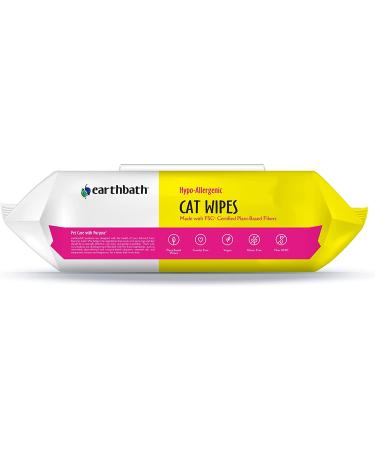 Earthbath Fragrance-Free Hypo-Allergenic Cat Wipes with Aloe Vera & Vitamin E - 100 Count (Pack of 2) | Gentle Cleaning for Sensitive Skin and Allergies - Buy Online on GoSupps.com
