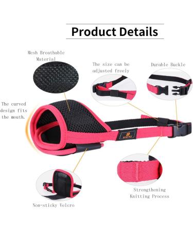 Andiker Dog Mouth Cover Mesh Muzzle - Adjustable Loop & Soft Pad - Training Muzzle for Barking, Biting, Chewing - Red-Black M - Buy Online on GoSupps.com