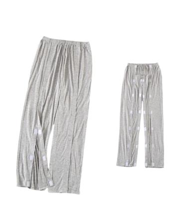 Tear Away Pants Bedridden Pants Post Surgery Recovery Pants Patient Pants Full Open Cotton Rip Off Pants for Disabled People After Fracture Surgery Grey Grey Large