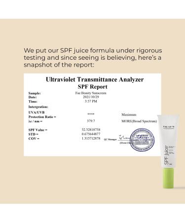 F A E B eau ty No White Cast Lightweight Sunscreen With SPF 50+ PA++++ | Fragrance Free Natural Finish | Non Greasy Broad Spectrum SPF Juice | Hydrates Skin | For All Skin Types | Vegan (50ml) - Buy Online on GoSupps.com