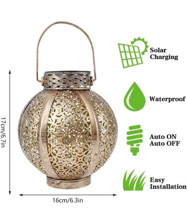 Outdoor Solar Light Hollow-Out Iron Art Solar Lantern Light Hanging Solar Garden Lights Balcony Patio Pathway Lighting (Color : A) (A ) - Buy Online on GoSupps.com