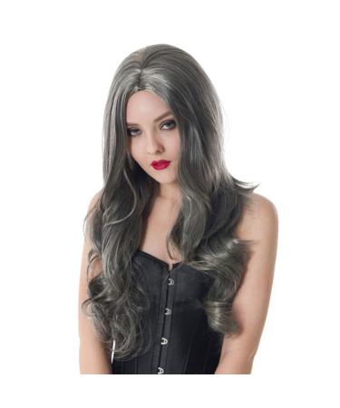 Wig Women Long Hair Grey Synthetic Wavy Women Brazilian Cosplay Long Curly Hair 60s 70s 50s 80s