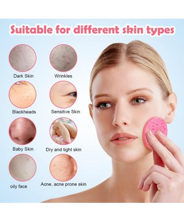 AUAUY Compressed Facial Sponges 60 Count Cellulose Facial Sponges for Daily Cleansing 100% Natural Wood Pulp Cotton Face Washing Sponge for Facial Cleansing Exfoliating Mask Makeup Removal 60 Pink - Buy Online on GoSupps.com