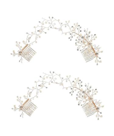 Beaupretty Accessories Crystal Double Hair Comb hair diamonds bridal hair comb Formal hair accessories for women decorative hair combs Bridal hair accessories alloy headgear bridesmaid Comb